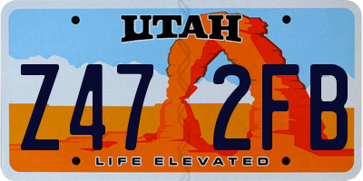 UT license plate Z472FB