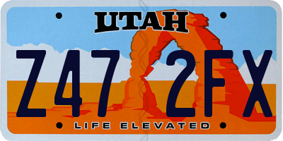 UT license plate Z472FX