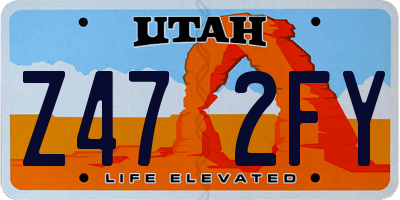UT license plate Z472FY