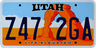 UT license plate Z472GA
