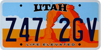 UT license plate Z472GV