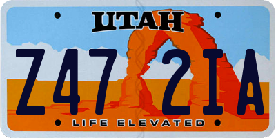 UT license plate Z472IA