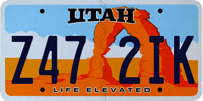 UT license plate Z472IK