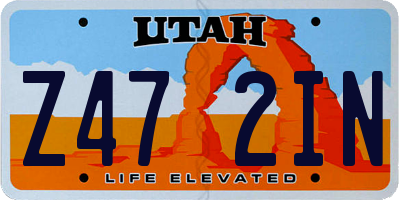 UT license plate Z472IN