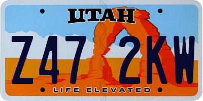 UT license plate Z472KW