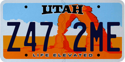 UT license plate Z472ME
