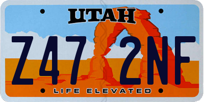 UT license plate Z472NF