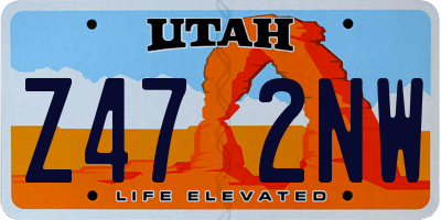UT license plate Z472NW