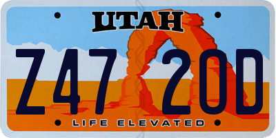 UT license plate Z472OD