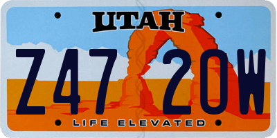 UT license plate Z472OW