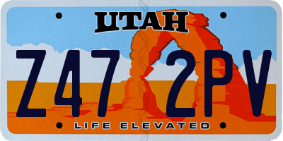 UT license plate Z472PV