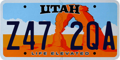 UT license plate Z472QA