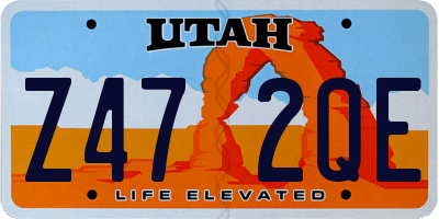 UT license plate Z472QE