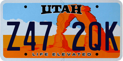UT license plate Z472QK