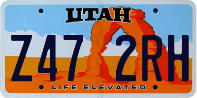 UT license plate Z472RH