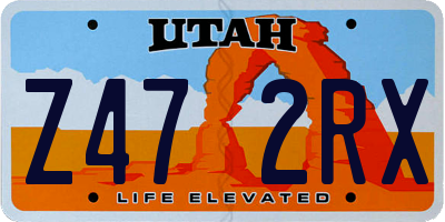 UT license plate Z472RX