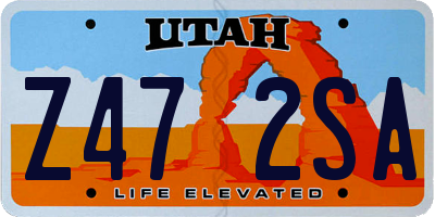 UT license plate Z472SA