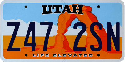 UT license plate Z472SN