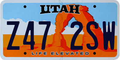 UT license plate Z472SW