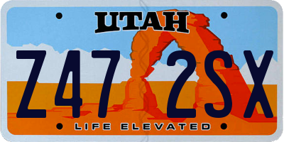 UT license plate Z472SX