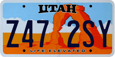 UT license plate Z472SY