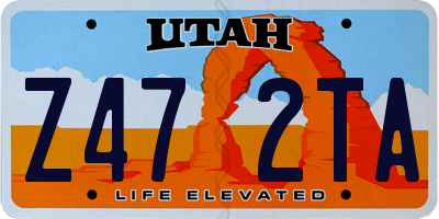 UT license plate Z472TA