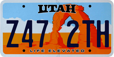 UT license plate Z472TH