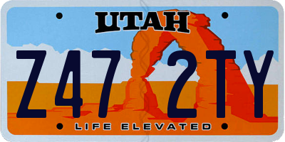 UT license plate Z472TY
