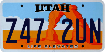 UT license plate Z472UN