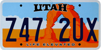 UT license plate Z472UX