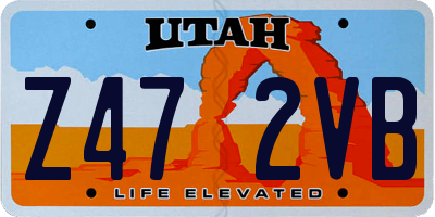 UT license plate Z472VB