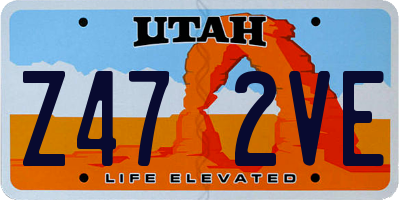 UT license plate Z472VE