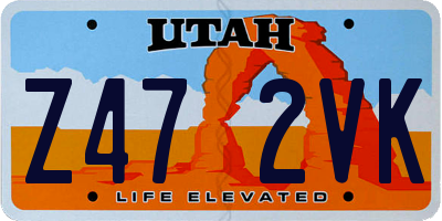 UT license plate Z472VK