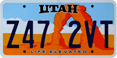 UT license plate Z472VT