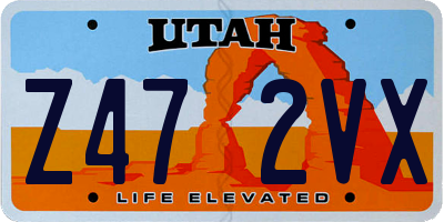 UT license plate Z472VX