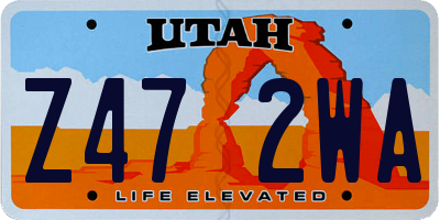 UT license plate Z472WA
