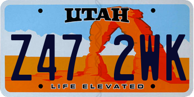 UT license plate Z472WK