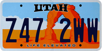 UT license plate Z472WW