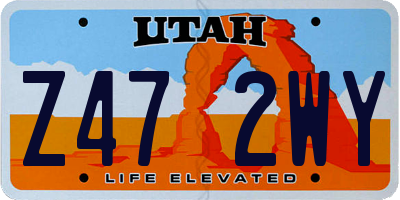 UT license plate Z472WY