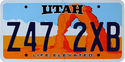 UT license plate Z472XB