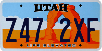 UT license plate Z472XF