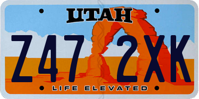 UT license plate Z472XK