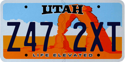 UT license plate Z472XT