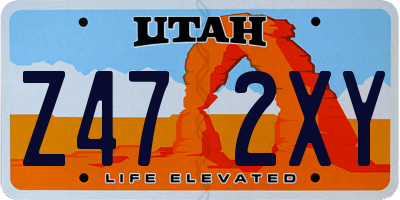 UT license plate Z472XY