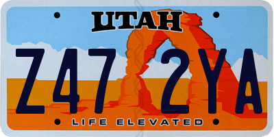 UT license plate Z472YA