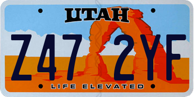 UT license plate Z472YF