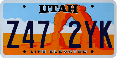 UT license plate Z472YK