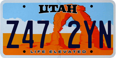UT license plate Z472YN