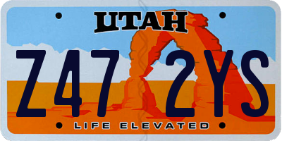 UT license plate Z472YS