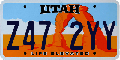 UT license plate Z472YY